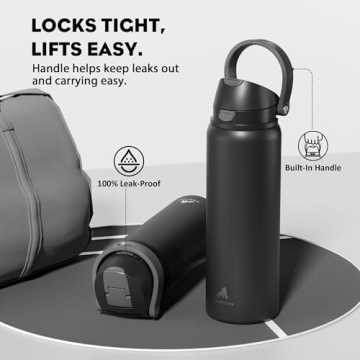 POWCAN 32 oz Stainless Steel Sports Water Bottle