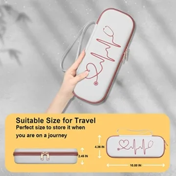 BOVKE Stethoscope Case Bag for 3M Littmann Classic III, Lightweight II S.E, Cardiology IV, MDF Acoustica Lightweight Stethoscopes - Extra Pocket fits Nurse Accessories for Work, White Rosegold