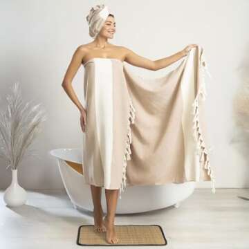 Bazaar Anatolia Turkish Bath Towel - Oversized, Quick Dry & Eco-Friendly 71x39"
