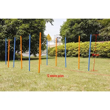 PAWISE Dog Training Exercise Equipment,Dog Agility Training Equipment,12pcs Weave Poles Playground Equipment Outdoor