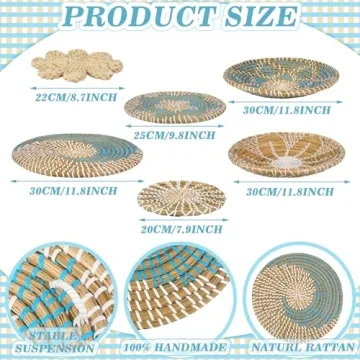 Elegant Xuhal Set of 8 Hanging Woven Wall Baskets