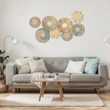 Elegant Xuhal Set of 8 Hanging Woven Wall Baskets