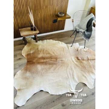 Tomtom 6x6 ft Cowhides Rug | Luxurious Butter Blonde Decor