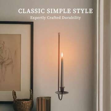 Batoslee Black Wall Candle Holder Set of 4, Stylish Metal Wall Mount Candle Sconces, Modern Wall Decoration for Living Room, Dining Room, Fireplace, and Weddings