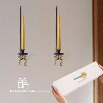 Batoslee Black Wall Candle Holder Set of 4, Stylish Metal Wall Mount Candle Sconces, Modern Wall Decoration for Living Room, Dining Room, Fireplace, and Weddings