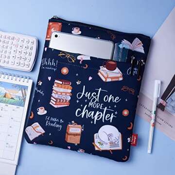 Just One More Chapter, Book Sleeve with Zipper and Front Pocket, Book Covers for Paperback, 11 x 8.5...