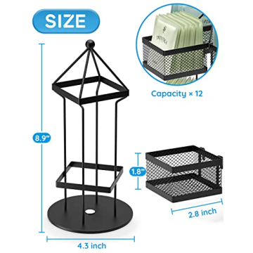 VOGWOLTH Tea Bag Organizer: Stylish Carousel for 96 Teabags