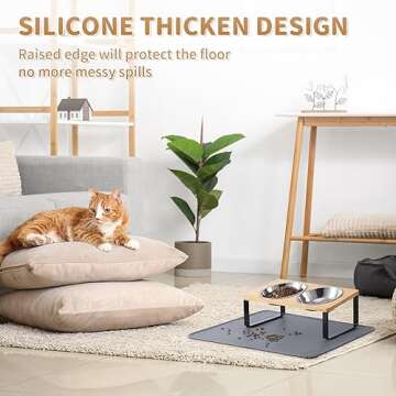 Elevated Cat Bowls with Food Mat for Comfort & Cleanliness