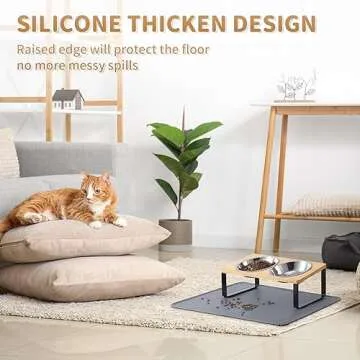 Elevated Cat Bowls with Food Mat for Comfort & Cleanliness