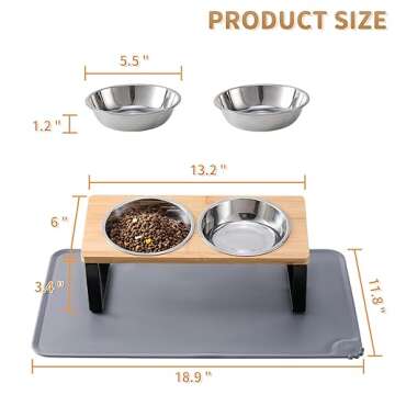 Elevated Cat Bowls with Food Mat for Comfort & Cleanliness