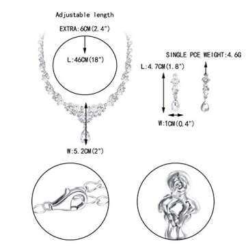 Crystal Pearl Bridal Necklace Earrings Set for Women