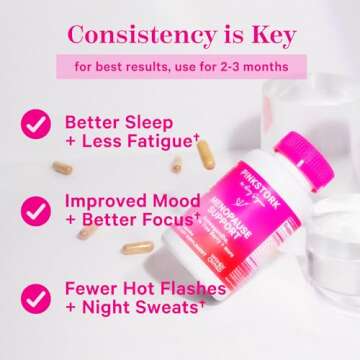 Pink Stork Menopause Supplements for Women - 9 Clinically-Studied Herbs for Perimenopause, Hot Flashes, and Hormone Balance - Ashwagandha, Vitex, Maca Root, Black Cohosh - 60 Capsules