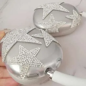 MORWLAT Bling Case Cover for AirPods Max Glittering Rhinestones Stars, Clear Sparkling Cute Soft Cases for Women Accessories Protective Cover for Apple AirPods Max (Stars)
