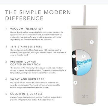 Simple Modern Insulated Tumbler with Straw and Lid | 28oz Travel Mug