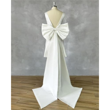 Luxurious BIRENEROBE Satin Bow Cape for Weddings and Events