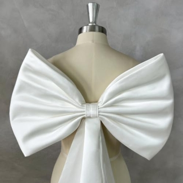 Luxurious BIRENEROBE Satin Bow Cape for Weddings and Events