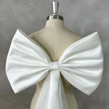 Luxurious BIRENEROBE Satin Bow Cape for Weddings and Events