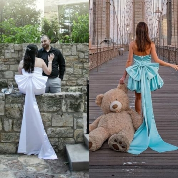 Luxurious BIRENEROBE Satin Bow Cape for Weddings and Events