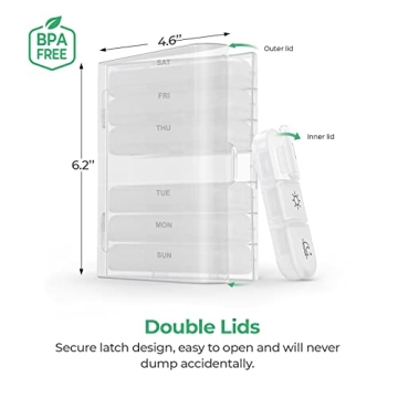 PULIV Weekly Pill Organizer Large Capacity for Travel