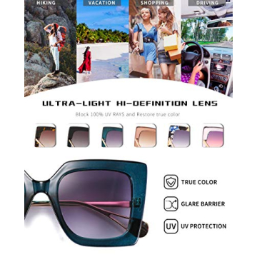 FEISEDY Trendy Oversized Sunglasses with UV400 Protection