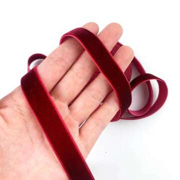 Worlds Burgundy Velvet Ribbon 5 Yards 5/8" Inch(16mm)
