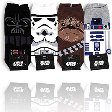 Star Wars Socks Collection, 4 Pairs, Low-Cut, One Size Fits All.