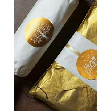 RUSPEPA Gift Wrapping Tissue Paper - Metallic Gold Tissue Paper for DIY Crafts,Pack Bags - 19.5 x 27.5 inches -25 Sheets