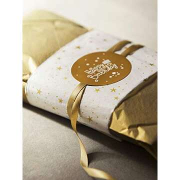 RUSPEPA Gift Wrapping Tissue Paper - Metallic Gold Tissue Paper for DIY Crafts,Pack Bags - 19.5 x 27.5 inches -25 Sheets