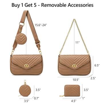 Brown Purse Crossbody with Coin Purse for Women Quilted Small Purses Shoulder bag for Women Lightweight Cross body Bags Trendy Purse and Handbags