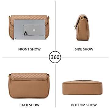 Brown Purse Crossbody with Coin Purse for Women Quilted Small Purses Shoulder bag for Women Lightweight Cross body Bags Trendy Purse and Handbags