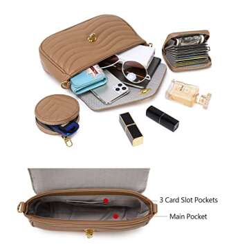 Brown Purse Crossbody with Coin Purse for Women Quilted Small Purses Shoulder bag for Women Lightweight Cross body Bags Trendy Purse and Handbags