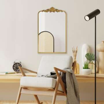 Ruomeng Wall Mirror, Traditional Vintage Baroque Mirror, Gold Framed Mirror for Bathroom, Entryway, ...