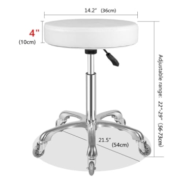 Adjustable Rolling Stool with Smooth Wheels and Durability