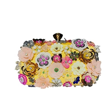 Chic Lanpet Flower Evening Clutch with Chain Strap