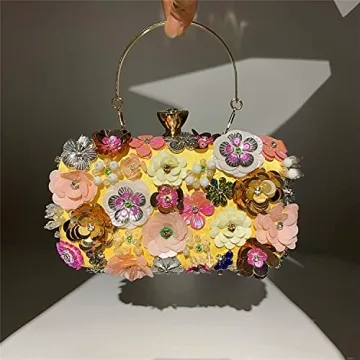 Chic Lanpet Flower Evening Clutch with Chain Strap