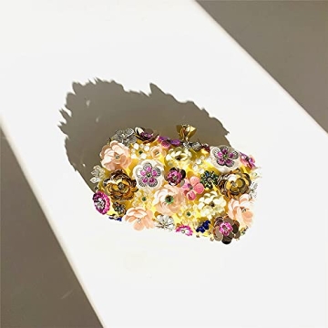 Chic Lanpet Flower Evening Clutch with Chain Strap