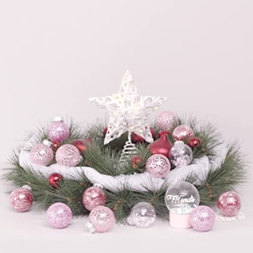 60MM Clear Christmas Ornaments Set - 25PCS Pink Decorations