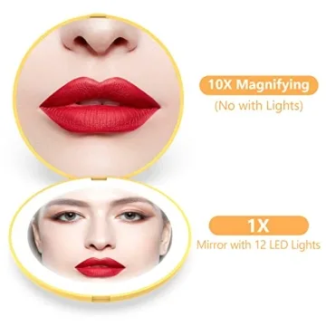 wobsion Travel Compact LED Makeup Mirror with Magnification