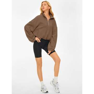 AUTOMET Womens Oversized Sweatshirt Hoodies Half Zip Pullover Trendy Long Sleeve Shirts Tops Y2k Fall Outfits Sweaters Clothes 2024