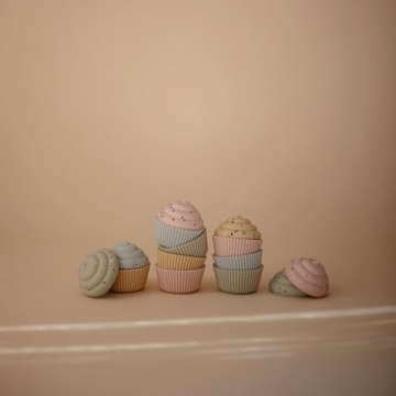 Mushie Silicone Cupcake Toy Set for Toddlers | Fun & Safe