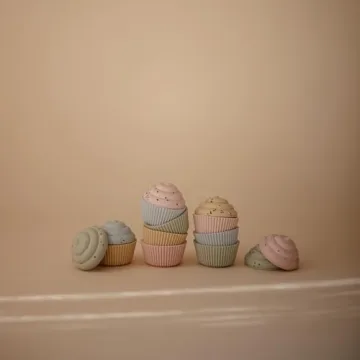 Mushie Silicone Cupcake Toy Set for Toddlers | Fun & Safe