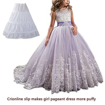 Princess Gold Long Girls Pageant Dresses Kids Prom Puffy Tulle Ball Gown US 6