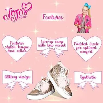JoJo Siwa High Top Girls Sneakers - Rose Gold Glitter