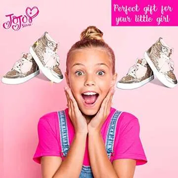 JoJo Siwa High Top Girls Sneakers - Rose Gold Glitter