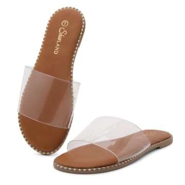 Shoe Land Carlena Women’s Flat Sandals - Comfortable Slip-On Summer Slides