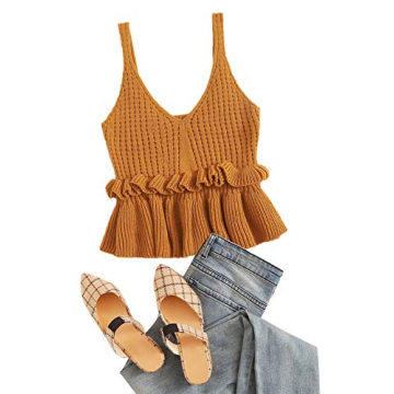 SweatyRocks Peplum Crop Tank - Stylish Casual Knit Top