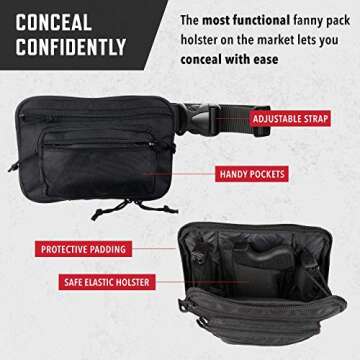 Ultimate Fanny Pack Holster by ComfortTac - Compatible with Glock 42, 43, 26, 27, S&W Bodyguard, Shi...