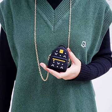 MOLOVA Case for Airtag,Silicone 3D Cute Funny Cartoon Character Kawaii Bag Airtag Cover Shock Proof Compatiable with Wireless Charging Case for Kids Girls Teens Women Boys (Black Backpack)