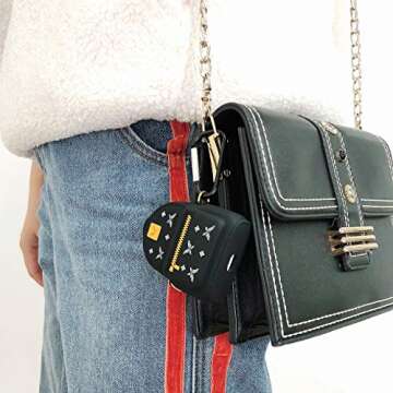 MOLOVA Case for Airtag,Silicone 3D Cute Funny Cartoon Character Kawaii Bag Airtag Cover Shock Proof Compatiable with Wireless Charging Case for Kids Girls Teens Women Boys (Black Backpack)