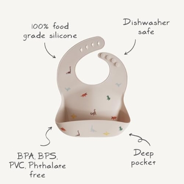 Mushie Silicone Baby Bib Adjustable Waterproof Stylish
